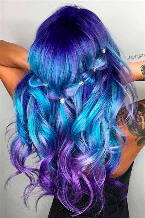 blue and purple hair color ideas|purple to blue ombre hair.